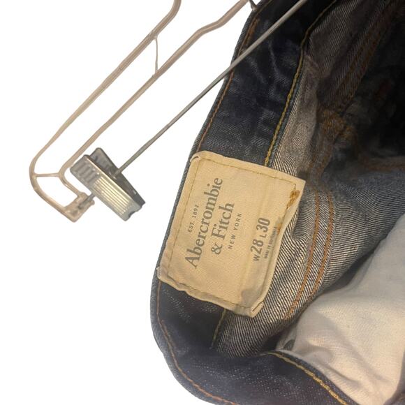 Abercrombie & Fitch Size 28 X 30 Dark Wash Button Fly The AF Slim Straight Jeans - Picture 8 of 12